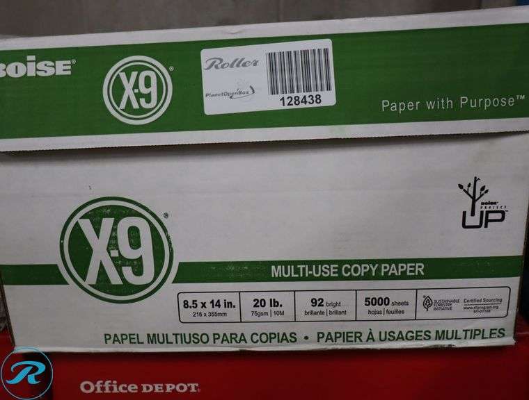 (4) Assorted, Legal Size 5000pc Per Case, 8.5" x 14", 92 Brightness, 20 Pounds - New/Damaged Box/Few Damaged - Roller Auctions
