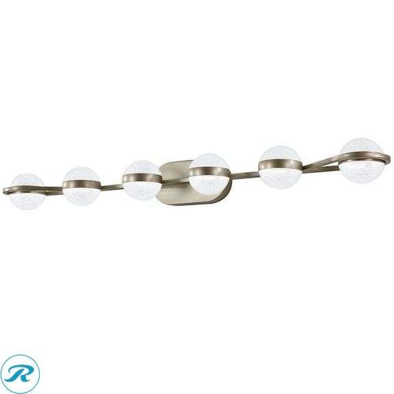 (1) New- EXTRAUP 6-Light LED Vanity Lights 43.3-in 6 -Light Polished Gold Integrated LED Modern/contemporary Vanity light - Roller Auctions