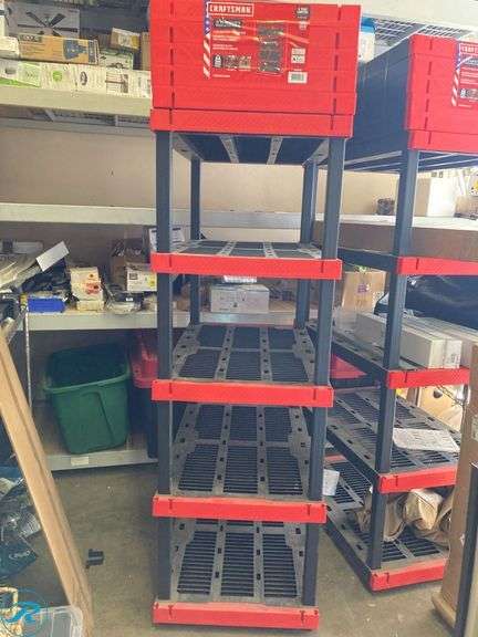 (2) New- CRAFTSMAN 5 -Tier Heavy Duty Black Plastic Utility shelving unit ( 40.0-in W x 24.0-in D x 72.0-in H ) - Roller Auctions
