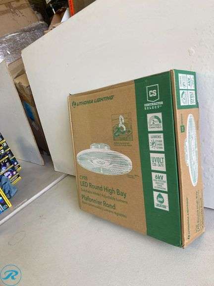 (1) New- Lithonia Lighting 15.14-in x 15.14-in 1 -Light 27000 -Lumen Adjustable Lumens 5000-K Switchable white LED High Bay Light - Roller Auctions