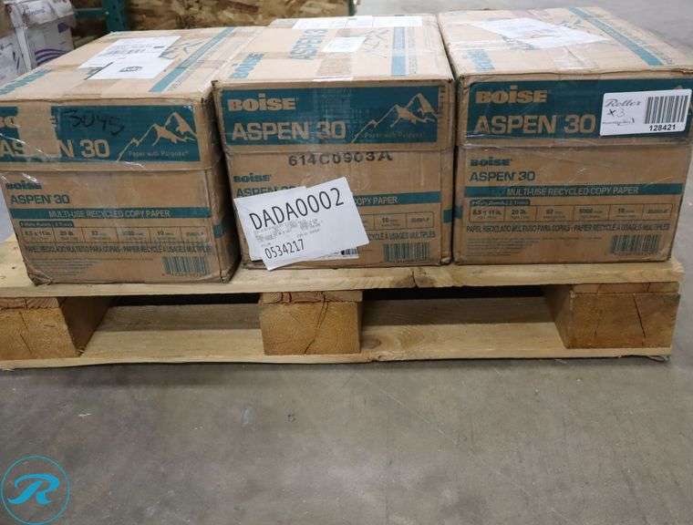 (3) Boise Aspen 30 Recycled Paper - 5000pc Per Case, 8.5" x 11", 92 Brightness, 20 Pounds - New/Damaged Box/Few Damaged - Roller Auctions