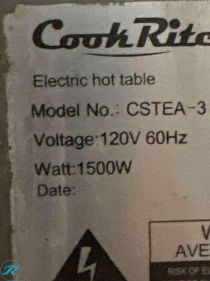CookRite CSTE3 3-Bay Steam Table, Electric - Roller Auctions