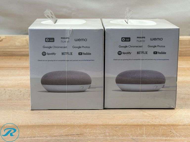 (2) Google™: Home Mini Speaker, Chalk- New - Roller Auctions