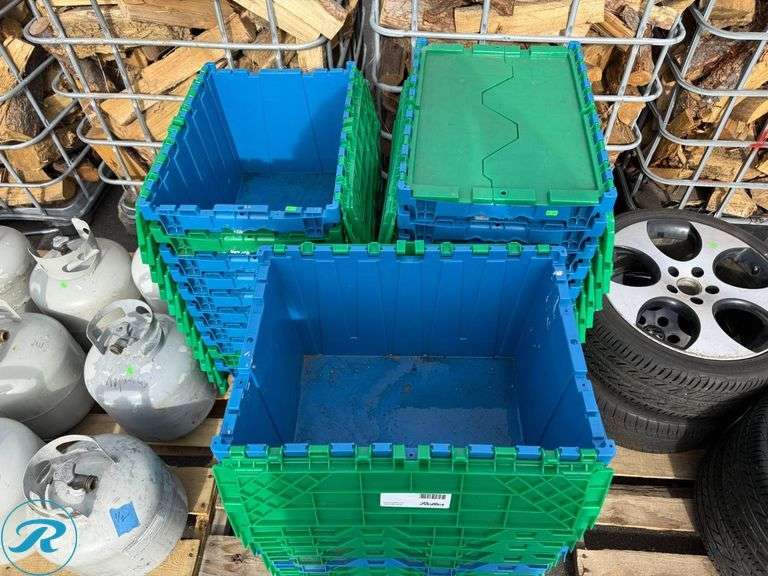 (30) Plastic Stackable Storage Totes with Interlocking Lids - Roller ...