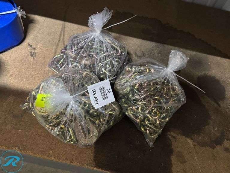 (3) New 20' Tow Chains with Hooks, 70 Grade - Roller Auctions