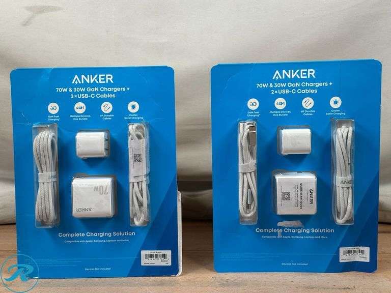 (2) Anker 70W/30W Wall Charger Bundle- New/ Open Box - Roller Auctions