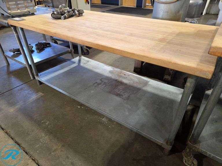 Working Block Table Butcher Block Work Table, 72in x 36in - Roller Auctions