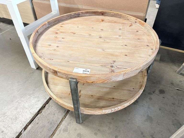 Round Two-Tier Wood and Metal Coffee Table - Roller Auctions