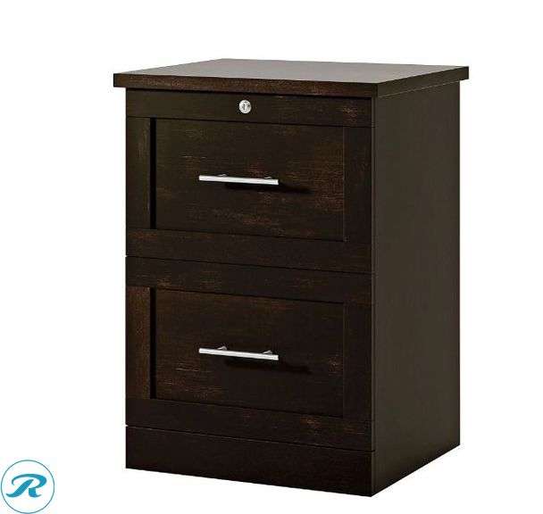 Realspace: 17"D Vertical 2-Drawer File Cabinet, Peppered Black- Like New