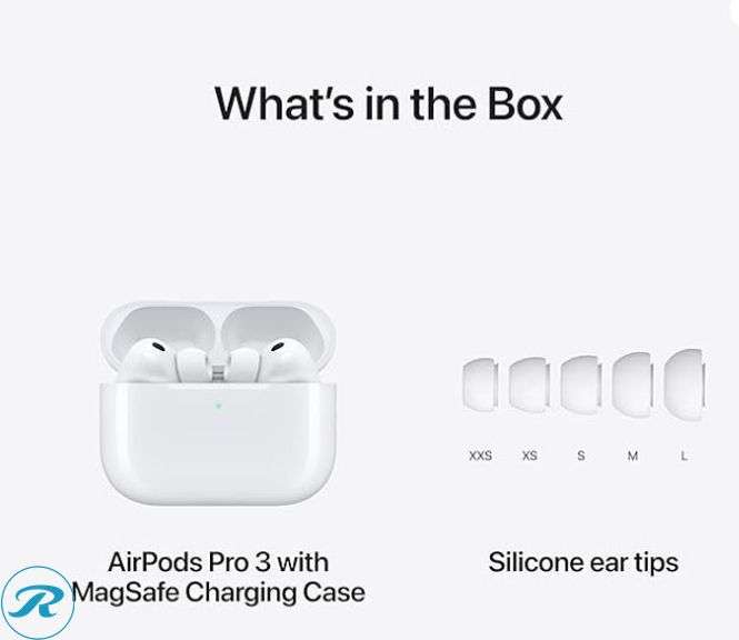 Apple AirPods Pro 3 Wireless Earbuds, Active Noise Cancellation, Bluetooth Headphones, USB-C Charging - Like New/Missing Silicone Ear Buds/Dented On left Ear Bud - Roller Auctions