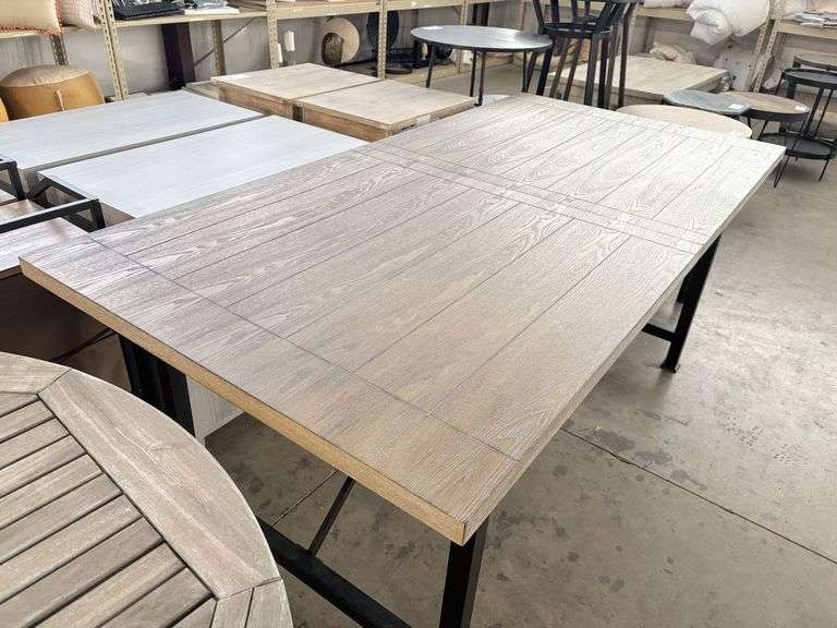 Dining Table With Black Metal Base, 6' x 3' - Roller Auctions