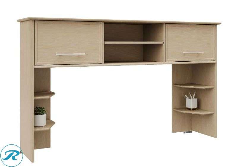 Realspace Koru 60"W Hutch For Koru L-Shaped Or Straight Computer Desks, Natural Oak - New