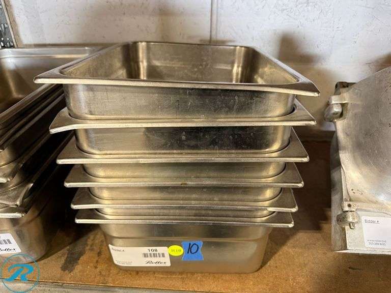 (6) 6in Deep Full Size Stainless Steel Inserts - Roller Auctions