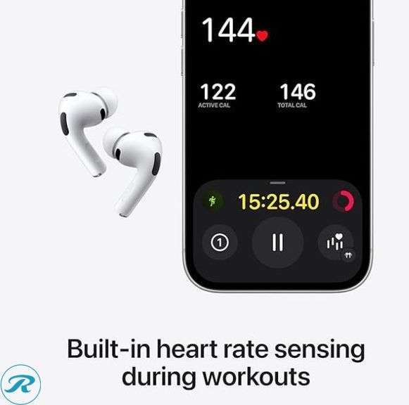 Apple AirPods Pro 3 Wireless Earbuds, Active Noise Cancellation, Bluetooth Headphones, USB-C Charging - Like New/Scratches/Small Dent on Right Ear Bud/Missing Silicone Ear Buds - Roller Auctions