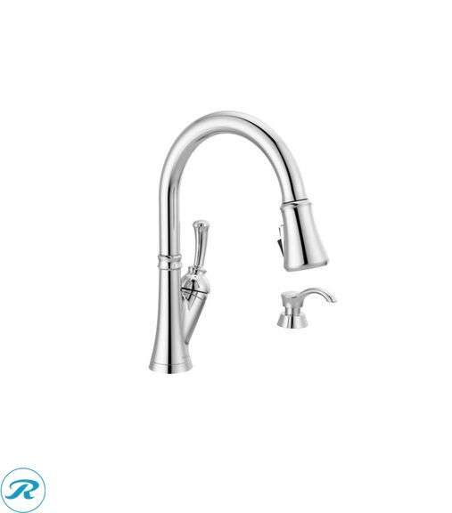 New- Delta Savile Chrome Single Handle Deck-mount Pull-down Kitchen Faucet with Sprayer (Includes Deck Plate) (Includes Soap Dispenser)