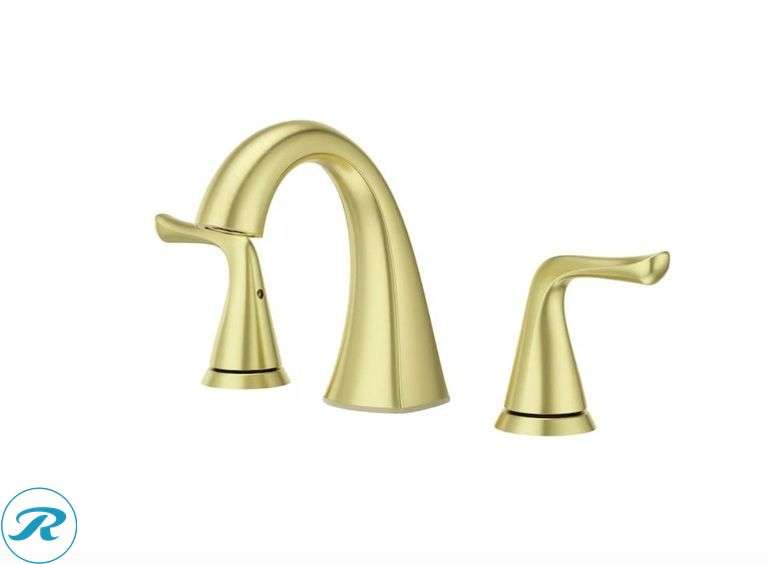 New- Pfister Willa Brushed Gold Widespread 2-handle WaterSense Mid-arc Residential Handle Bathroom Sink Faucet with Drain