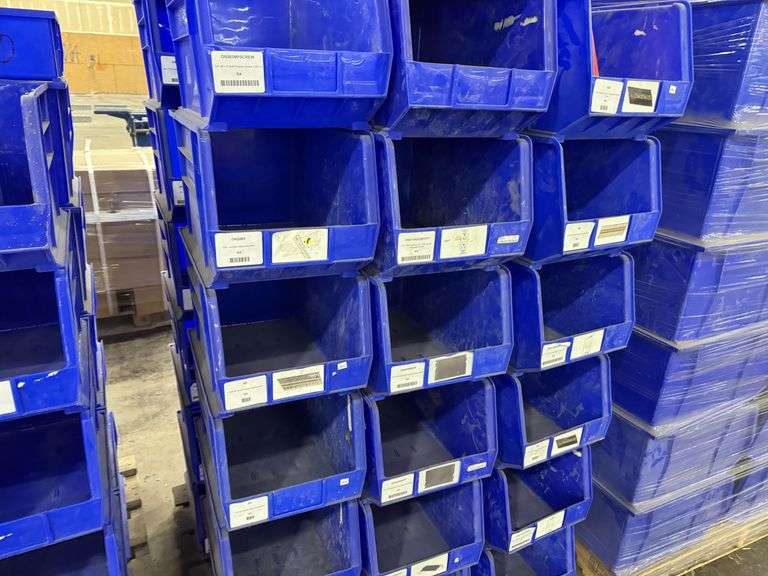 Uline Blue Racking Pallet of (42) Uline S-12421 Blue Plastic Storage Bins - Roller Auctions