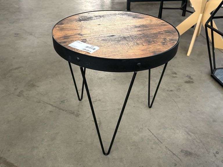 Round Wood and Metal Side Table - Roller Auctions