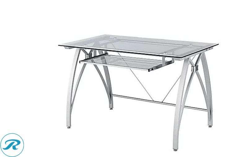 Realspace: Vista 48"W Glass Computer Desk, Silver- Like New/ Scratched