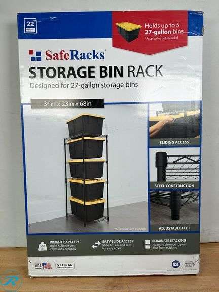 Saferacks Stackable Tote Racks SafeRacks Storage Bin Rack, 5 Tote Capacity, NSF Certified (Bins Not ...
