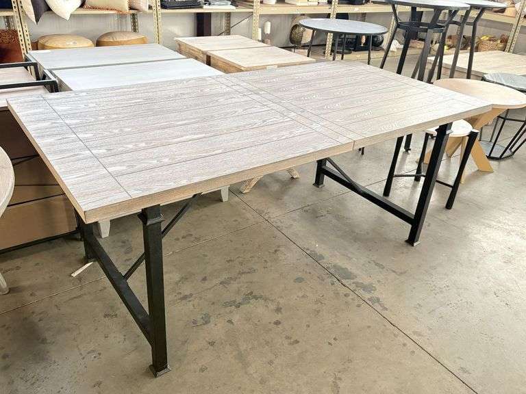 Dining Table With Black Metal Base, 6' x 3' - Roller Auctions
