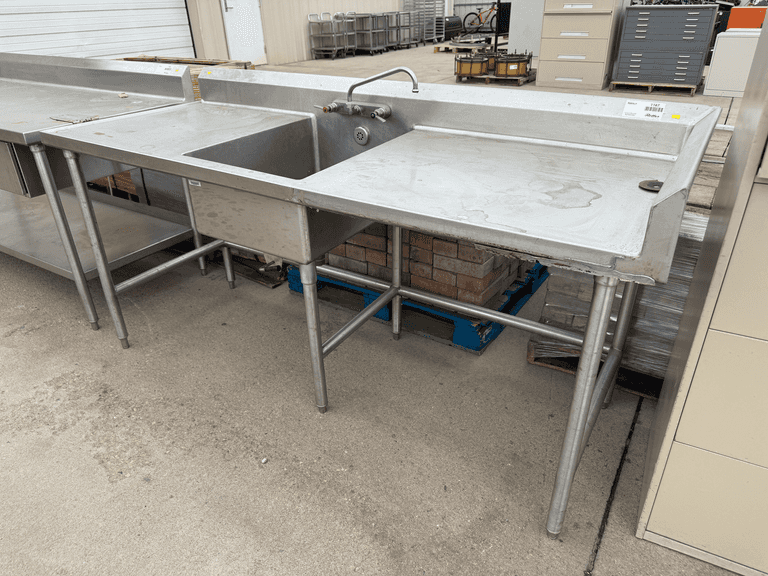 Stainless Steel Commercial Sink With Faucet, 77" x 30"