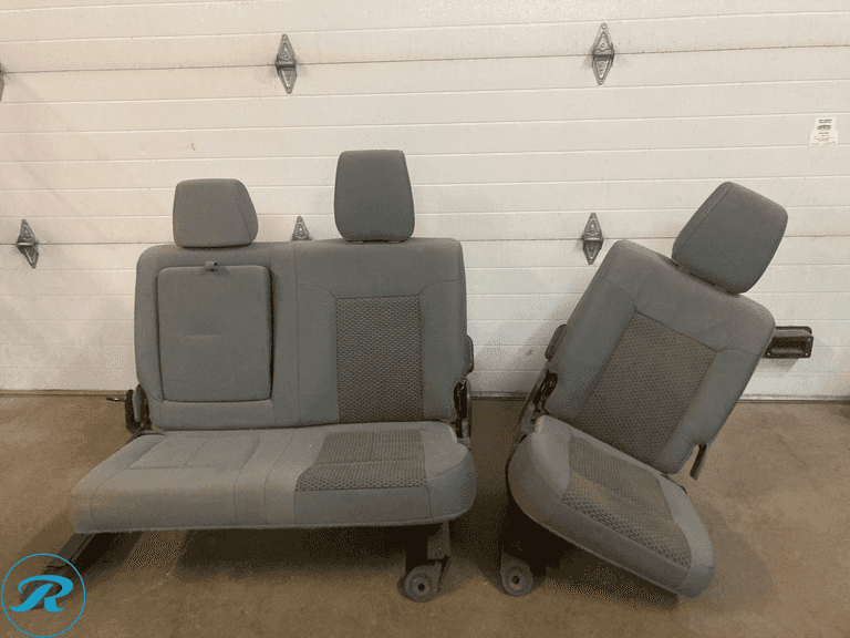 (2) Used-Gray Truck Rear Seats Fitting Ford F-250 Models From 1999 to 2016 Super Duty Crew Cab Truck ( Some Minor Scratches and Storage Stains )