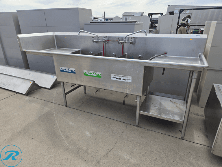 Three Compartment Sink with Drainboards