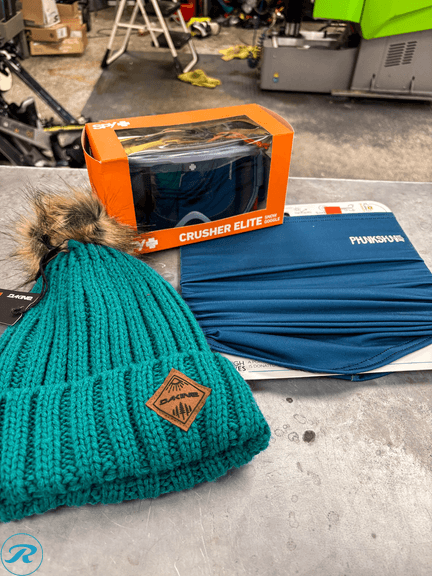 Dakine Teal Beanie, Phunkshun Dark Blue Mask, and Spy Crusher Elite Blue Goggle.(New)