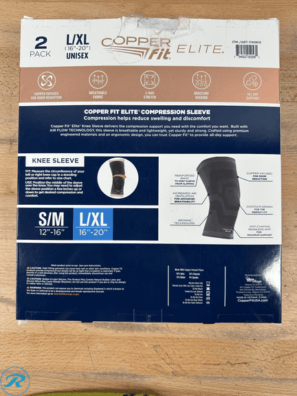 (4) Copper Fit Elite Air Knee Sleeve 2 Pack Size L/XL - New/Opened Box ...