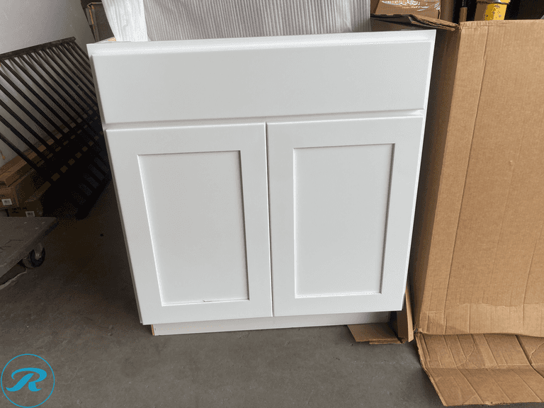 (1) New in Box - RELIABILT Parkstone 30-in White Bathroom Vanity Base Cabinet without Top