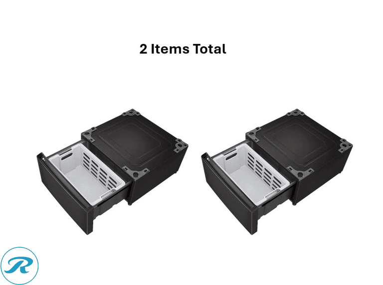 (2) LG Universal Laundry Pedestal (Black Steel) With Storage Drawer
