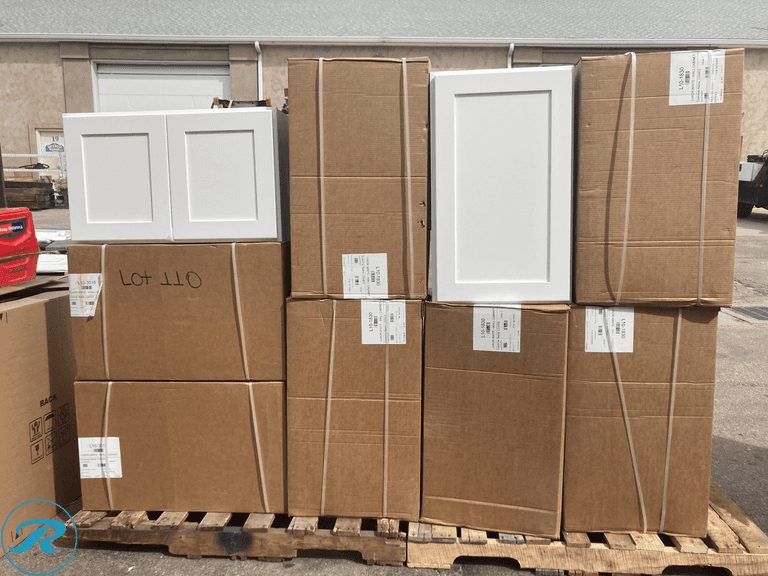 (9 Items Total) - New in Box - Reliabiult Luxure White Kitchen Cabinet - Wall: (3) 30 in W x 18 in H x 12 in D (6) 18 in W x 30 in H x 12 in D (MSRP $1641)