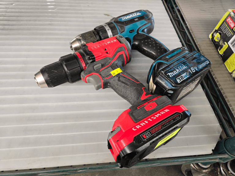 Craftsman CMCD710 Cordless Drill Driver 20V and Makita BHP452 Cordless Drill 18V