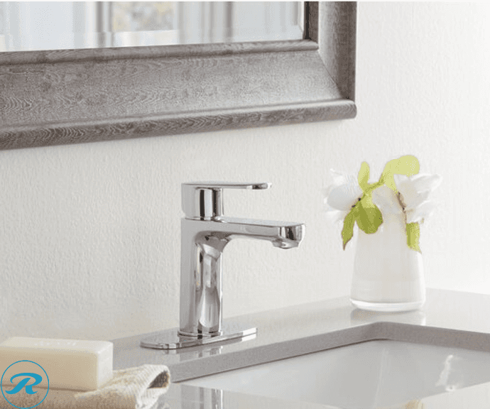 Allen + roth Kameron Chrome Single hole 1-handle WaterSense Mid-arc Residential Handle Bathroom Sink Faucet with Drain with Deck Plate