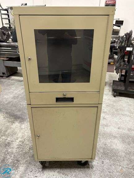 Metal Cabinet with Computer and Software, Can be Used to Operate Either of the Summit CNC Lathes