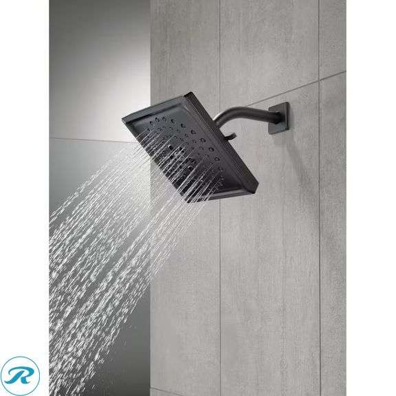 New - Delta H2Okinetic 3.0 -Spray Matte Black 7.63-in Round Rain High Pressure Shower Head 1.75 GPM