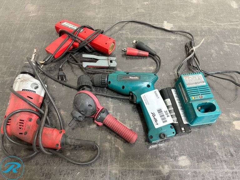 Makita 6172D Cordless Drill With Battery and Charger, Milwaukee Magnum Drill, Milescraft Drill Guide and Timing Light