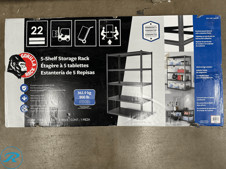 Gorilla Rack Z-Beam 5-shelf Steel Storage Rack, 48“ x 24“ x 72" - New/Opened Box - Roller Auctions