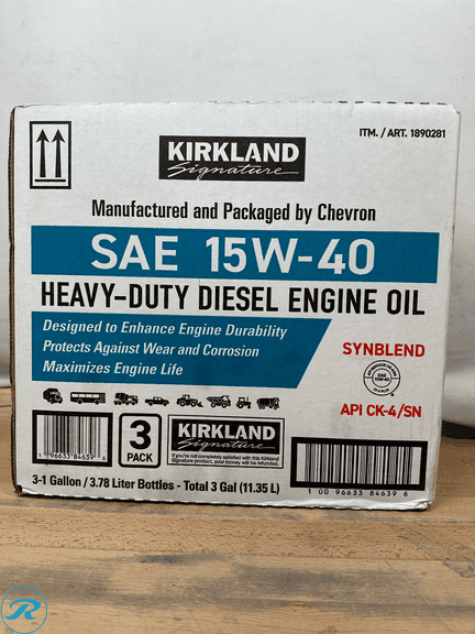 Kirkland Signature Heavy Duty Diesel 15W40 Synblen, 1 gal, 3 Count - New
