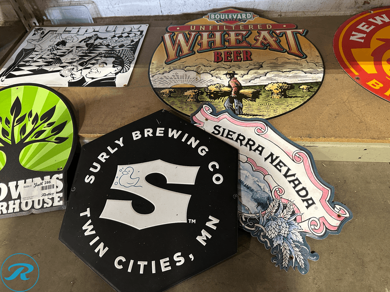 Shelf of Beer Signs - Roller Auctions