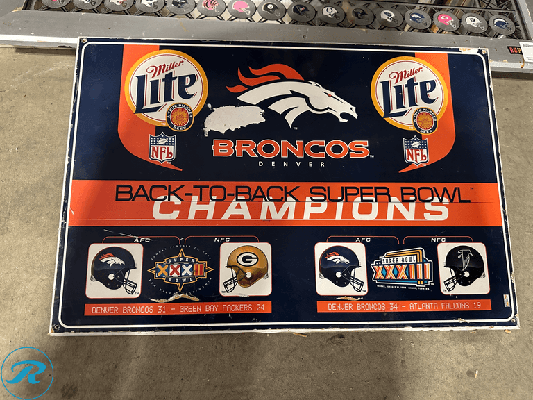 Coors Light NFL Mirror and Miller Light Bronco Sign - Roller Auctions