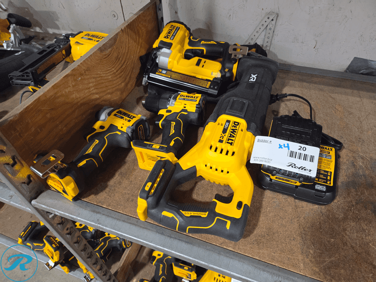(4) Dewalt 20V Cordless Power Tools with Charger and Battery