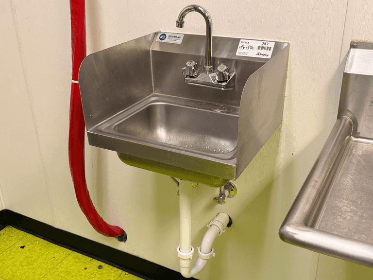 Steel Hand Sink with Faucet and Side Splashes, 17"