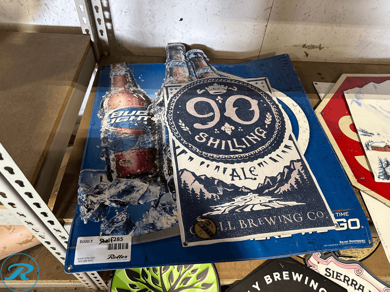 Shelf of Beer Signs - Roller Auctions