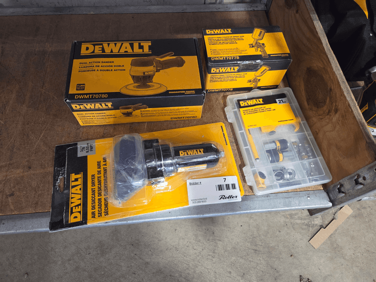 DeWalt DWMT70780 Dual Action Sander, DWMT70778 Gravity Feed Touch-Up Spray Gun, Air Desiccant Dryer, and Accessory Kit