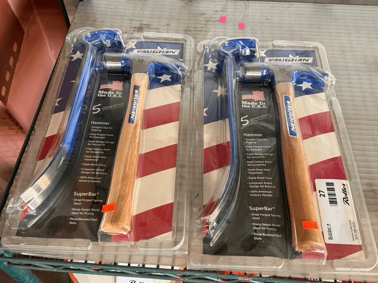 (2) Vaughan 20 Oz Straight Claw Hammer and SuperBar Set