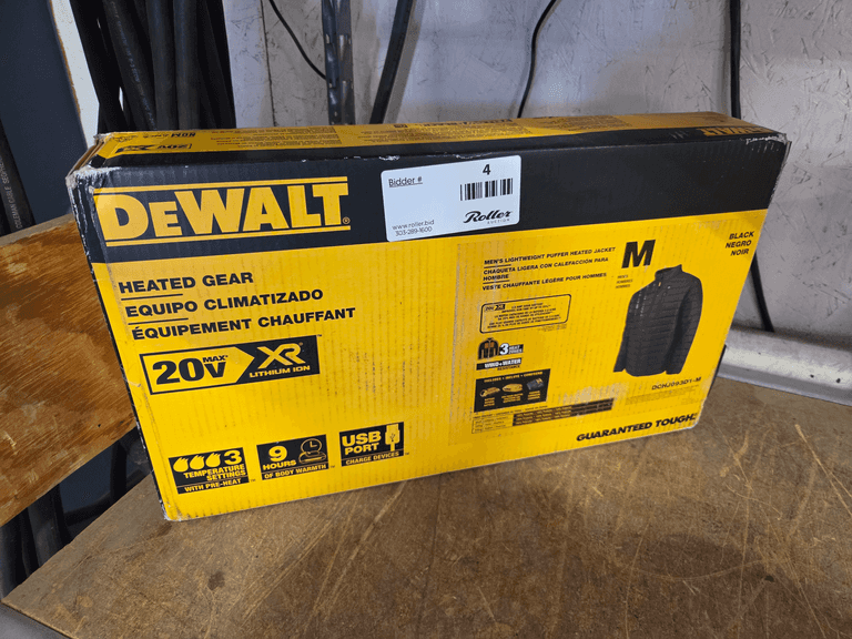 Dewalt DCHJ093D1-M Heated Gear Men's Lightweight Puffer Heated Jacket, Medium, Black, 20V XR
