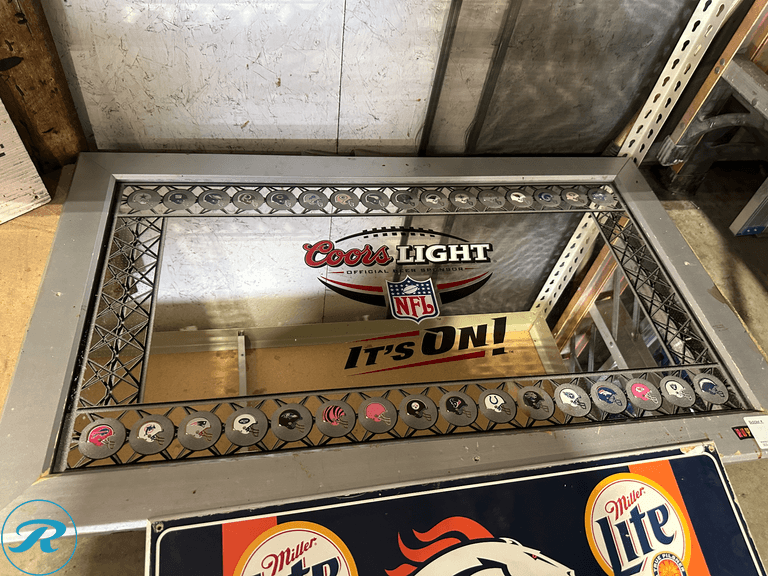 Coors Light NFL Mirror and Miller Light Bronco Sign - Roller Auctions