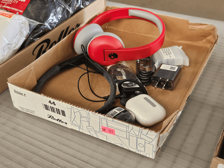 Headphones, Earbuds, Charging Cables, and Power Adapters